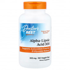 Doctor's Best, альфа-липоевая кислота, 300 мг, 180 вегетарианских капсул